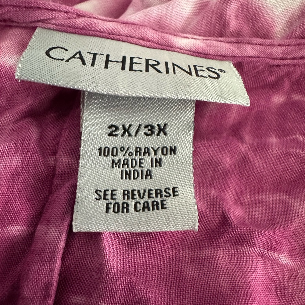 Catherines Pink White Tie-Dye Cardigan Kimono Women’s Size 2XL - Picture 3 of 3